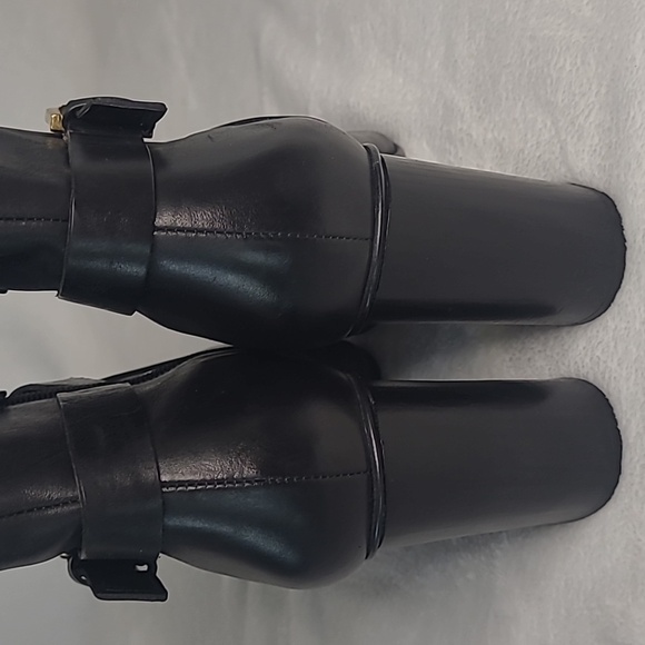 Nine West,  black leather boots with gold buckle. - Picture 5 of 6